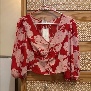 Sienna Sky Floral Red and Pink Women's Blouse